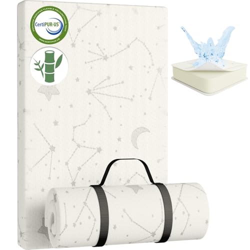Breathable Waterproof Bamboo Pack and Play Mattress Pad with Strap - Reduces Odors, 38x26 Inches