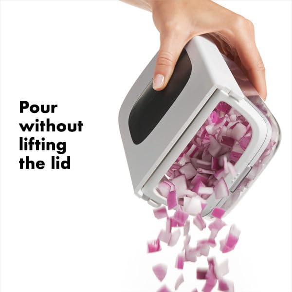 OXO Good Grips Vegetable Chopper - Effortless Onion Cutting with Easy Pour Opening | White