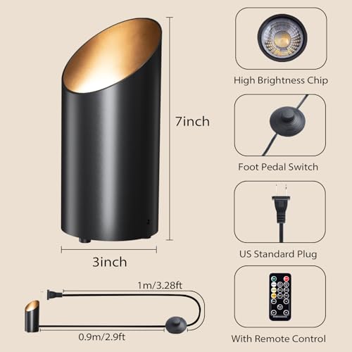 Brightown 2 Pack Black Indoor Uplights with Remote & Timer - Modern Floor Can Lights