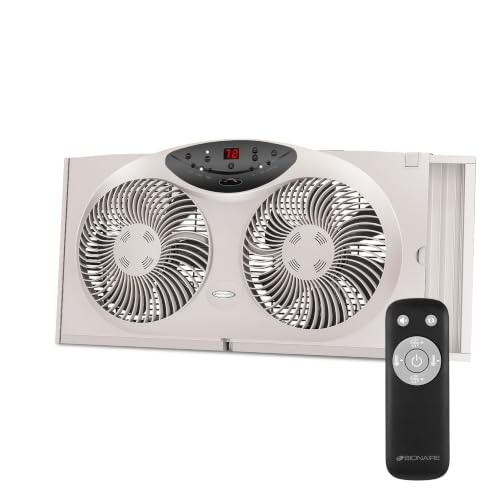 Window Fan with Reversible Airflow - 3-Speed, Programmable Thermostat, Remote, Fits 24-36 Inches