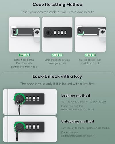 Uniclife Locking Medicine Cabinet with Code & Key - Combo Lock, 14 Inch