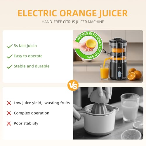 Keerain Electric Citrus Juicer Machine with 2 Cones - One-Touch Orange & Fruit Extractor
