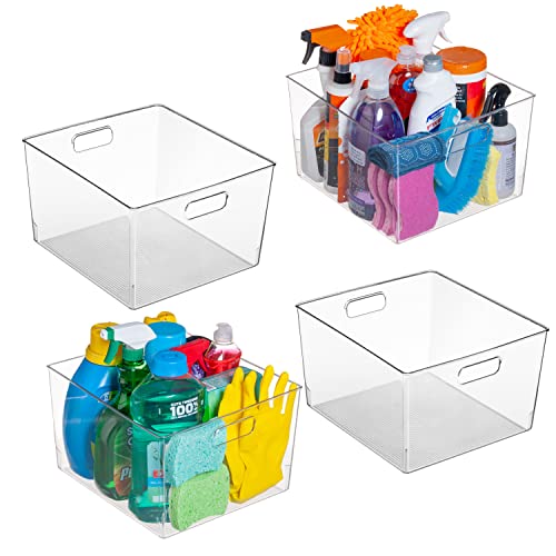 ClearSpace 4 Pack Large Plastic Storage Bins for Kitchen Pantry Fridge Organization