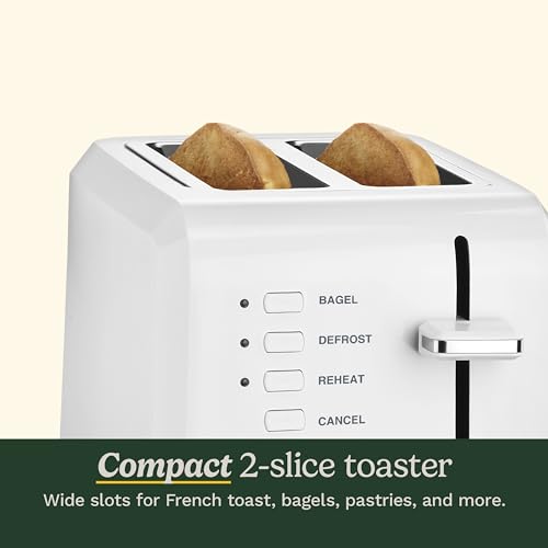 Cuisinart White 2-Slice Compact Toaster with Bagel Slots & 7 Shade Settings