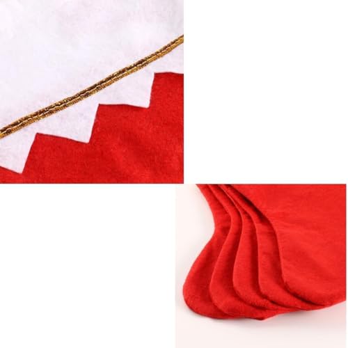 Christmas Stockings Set of 12, 14" Red & White Felt Christmas Stockings with Gold Trim for Hanging Xmas Home Decor