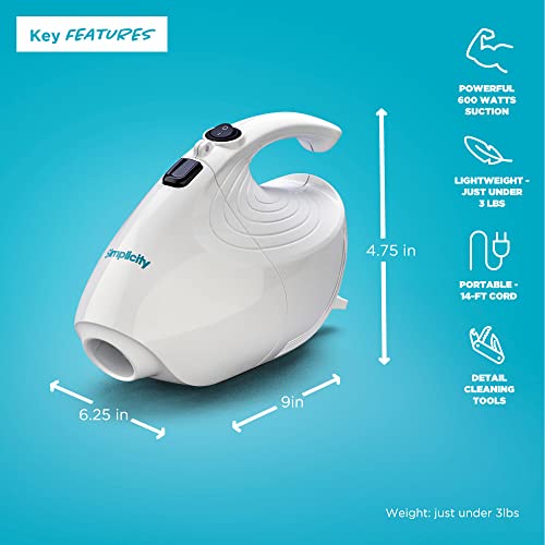 Simplicity Flash Mini Handheld Vacuum Cleaner - Portable Corded Dust Remover