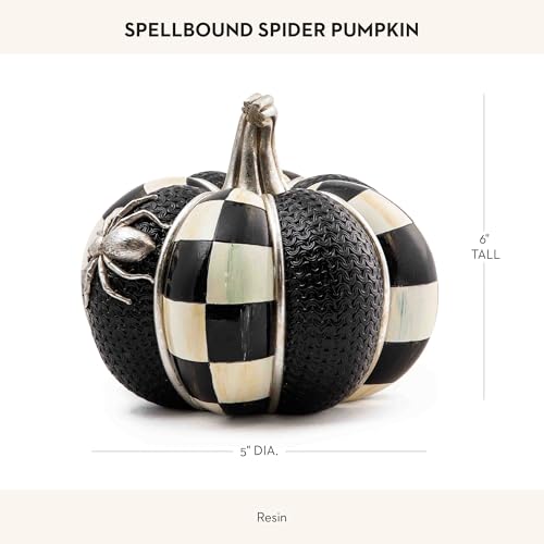 Halloween Pumpkin Decor with Spider and Checkered Pattern - Autumn Home Accent