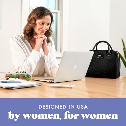 Insulated Large Lunch Bag for Women - Black Feline Fine, Leak-Resistant, Includes Containers
