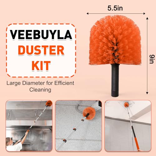 Orange 20FT Cobweb Duster with Extension Pole - Spider Web Cleaning Brush