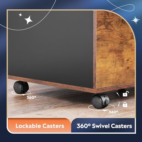 DEVAISE Rustic Brown 3-Drawer Mobile File Cabinet with Locking Casters