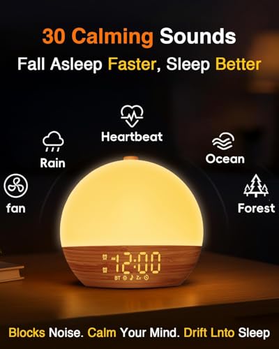 Wood Grain Sunrise Alarm Clock with Sound Machine - Natural Wake-Up Light