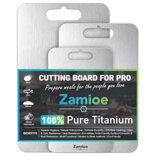 Titanium Cutting Board Set of 3 - Silver BPA-Free Kitchen Chopping Boards M+L+XL