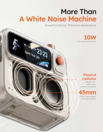 Divoom Flowtoo White Noise Machine with Bluetooth Speaker & Alarm Clock - Calming Visual Display, Bedside Sleep Aid