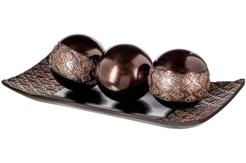 Creative Scents Dublin Brown Tray and Ball Set - Living Room, Entry