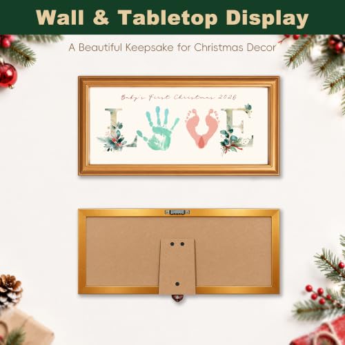 TwoDays Baby First Christmas Handprint Love Frame Kit - Gold MDF Display