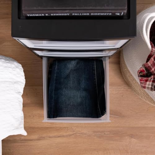 14 Qt Stackable Plastic Drawer Organizer - Black, 3 Pack
