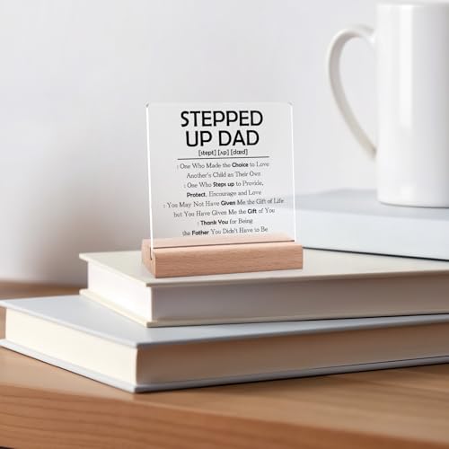 Stepped Up Dad Gifts Clear Desk Decorative Sign Christmas Fathers Day