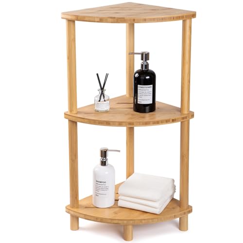 GUGIGIP Shower Caddy-022 Corner Bamboo Bathroom Organizer, Waterproof, Space-Saving Stand