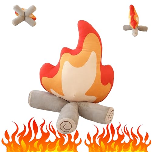 Funny Campfire Plush,17.7 in Simulation Fake Campfire Pillow, Soft Stuffed Cartoon Fire Doll Campfire Firewood Toys, Simulation Bonfire Plush Toy for Outdoor Camping Room Decor Kids Gifts (11.8 in)-1