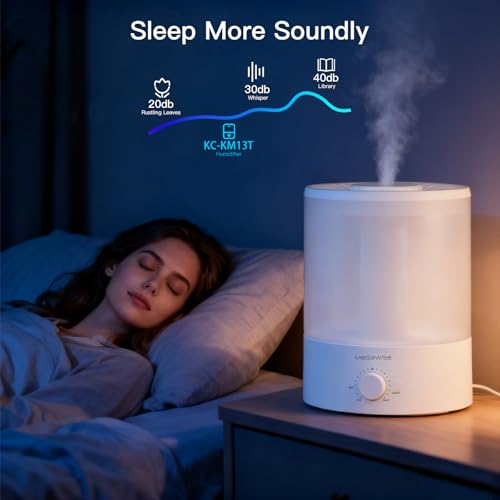 MEGAWISE 2 pack 3.5L Ultrasonic Cool Mist Humidifier – Top-Fill,