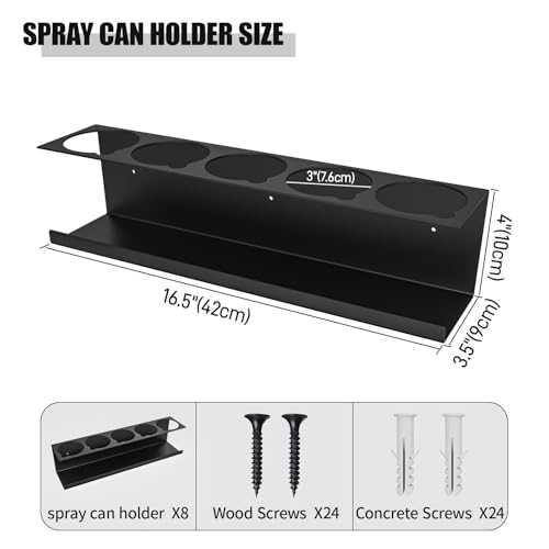 Black 8-Pack Wall-Mounted Spray Bottle & Aerosol Can Organizer Rack
