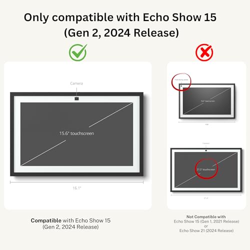 Decorative Wood Frame for Echo Show 15 (Gen 2, 2024) Wall & Tabletop Display