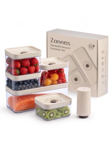 Vacuum Food Storage Containers Set with Handheld Sealer - 5 pcs, Airtight & Leakproof