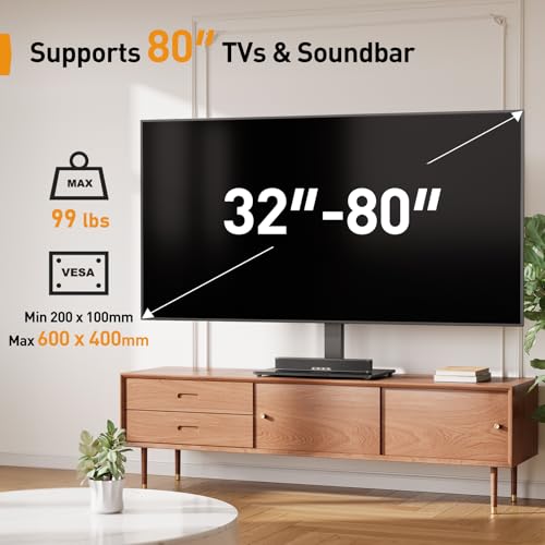 32-80 Inch TV Stand Mount with Power Outlet and Swivel - Fits Up to 99 lbs
