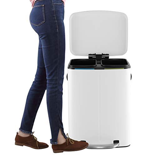 happimess 10.6 Gal Double Bucket Step Trash Can - Cotton White