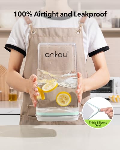 Ankou Airtight Food Storage Container with Pop Lid & Scoop - 4L Pair - BPA-Free, Stackable Kitchen Organizer