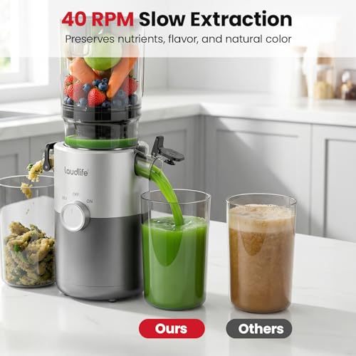 LAUDLIFE Cold Press Juicer Machines, 5.4" Wide Chute Slow Masticating