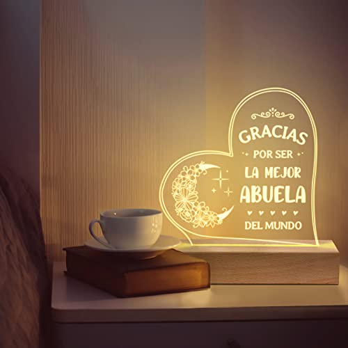 Abuela Gifts Christmas, Birthday Gifts for Grandma in Spanish, Regalos para Abuela Engraved Acrylic Night Light, Spanish Grandma Birthday Gifts, Mothers Day Gifts for Abuela from Grandchildren
