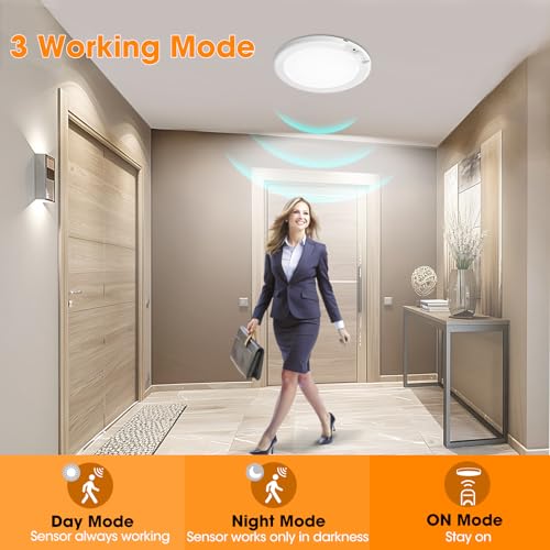 Gotopceed 2-Pack Rechargeable Motion Sensor Ceiling Lights with 3 Color Temperatures