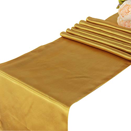 Gold Satin Table Runners 5 pcs Wedding & Party Decor - WELMATCH