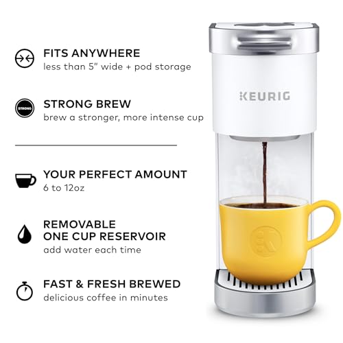 Keurig K-Mini Plus Coffee Maker - White, Single Serve K-Cup Brewer, Renewed
