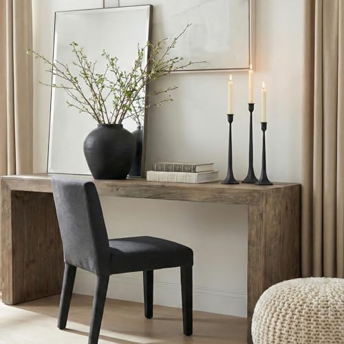 Black Cast Iron Taper Candle Holder Set of 3, Tall Rustic Candle Stands for Wedding & Home Decor – 12”, 14”, 15.5” Variations