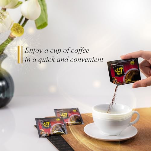 TRUNG NGUYEN G7 Pure Black Instant Coffee 14oz - Strong, No Sugar, Rich Flavor, 200 Sachets