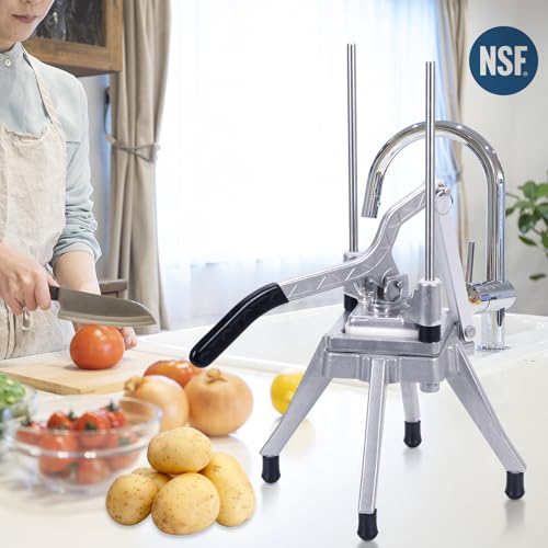 RISMANOR Commercial Vegetable & Fruit Chopper with 4 Blade Sizes, Stainless Steel Kitchen Slicer for Tomato Potato Onion