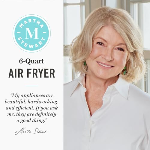 Martha Stewart 6-Quart Air Fryer with 6 Presets - Space Saving, Linen Cream