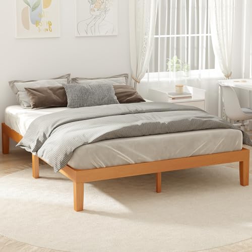Full Size Bed Frame - 12 Inch Height Wooden Platform Bed with Solid Slats - Squeak-Free & Modern Design - Includes Assembly Kit