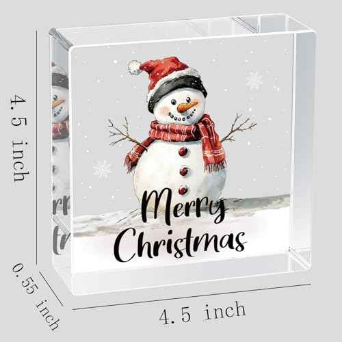 Christmas Table Decorations Christmas Decor Indoor Winter Home Room Snowman Office Bathroom Acrylic Sign Rustic Shelf Desk Decor Season Sign House Warming Gifts 4.5 x 4.5 Inch