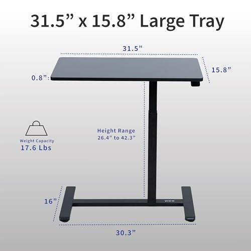 VIVO Black Over Couch Laptop Table 32 x 16 inch with Height Adjustment