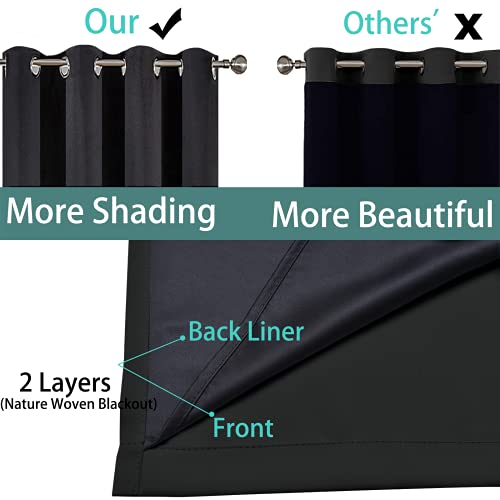Yakamok Black 100% Blackout Curtains 84 Inches Long for Bedroom 52"