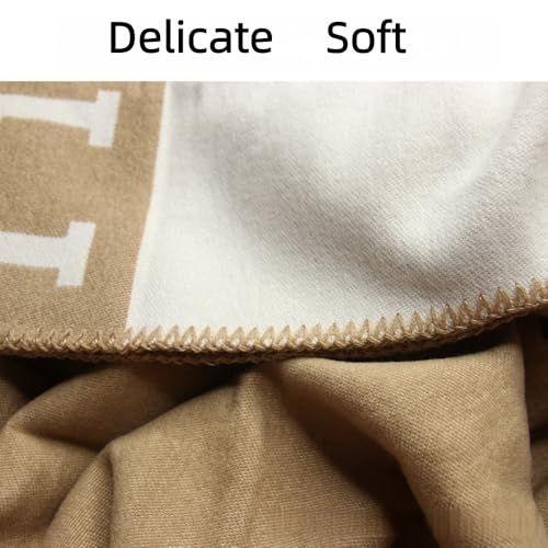 Fcteap Khaki Wool Plaid Throw Blanket - Soft Thick Faux Fleece Cozy Bed Couch