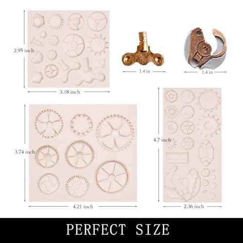 Cogs Wheel Silicone Molds, 3 Packs Steampunk Gears Clay Molds for Chocolate Baby Birthday Cake Gadget Decoration Cupcake Toppers Polymer Clay Crafts Resin