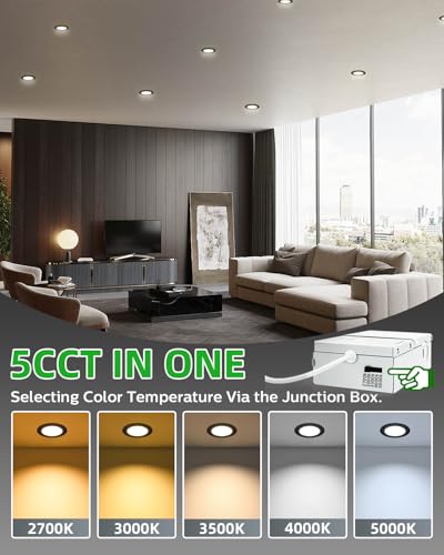 Zouzai 12 Pack 4 Inch Dimmable LED Recessed Lights with 5CCT Black Finish