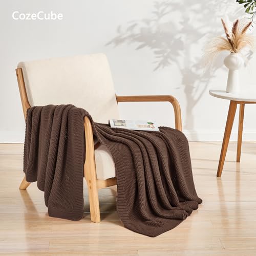 Dark Brown Seed Stitch Throw Blanket 60x80 Inches - Farmhouse Decor