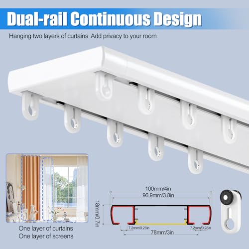 Double Curtain Track Ceiling Mount 10.2ft Silent Aluminum Rod System White Variation of THIS listing