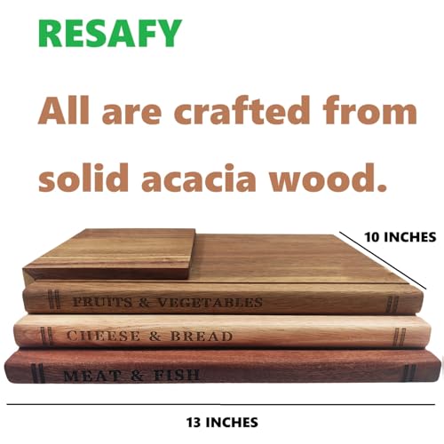 Book-Shaped Cutting Boards Set of 3 - Acacia & Walnut Kitchen Prep Boards
