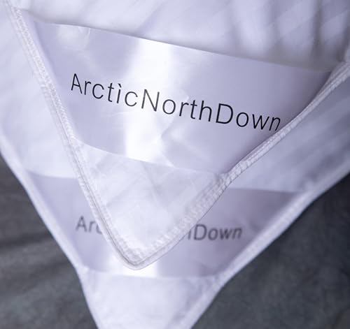 ArcticNorthDown King Size Goose Down Feather Hotel Pillow - Pack of 1, Supportive for Side, Back & Stomach Sleepers, Stripe White